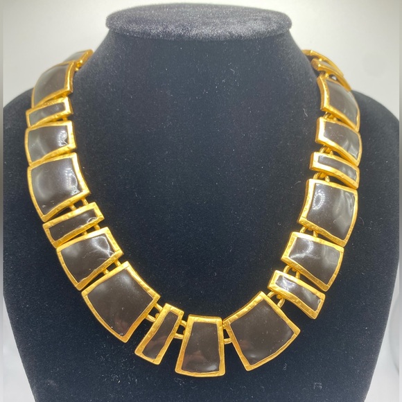 Black & Gold Necklace with Matching Earrings - Picture 3 of 3